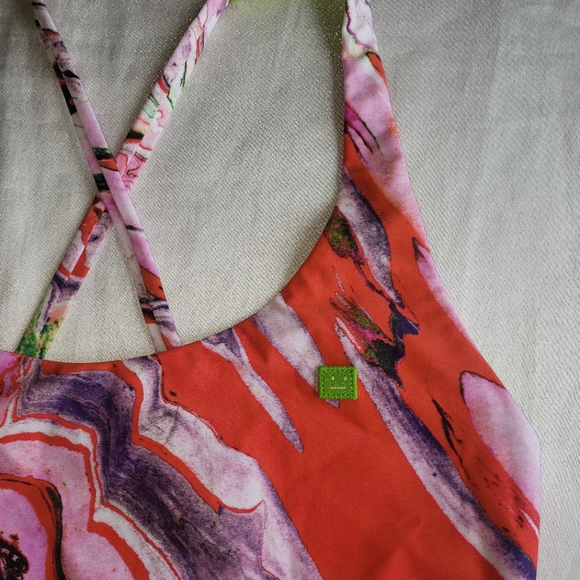 ACNE STUDIOS Witala Face Marble Print One-Piece Swimsuit Sz S - Picture 11 of 14